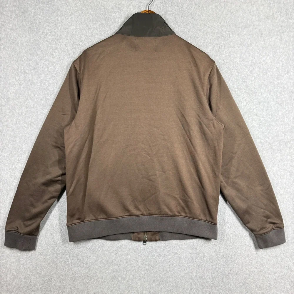 Banana Republic Men Large Mixed Media Full Zip Jacket Olive Brown Bomber Utility